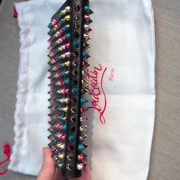 Christian Louboutin Rainbow Rock Stud Spiked Leather Wallet EUC - Picture 3 of 17